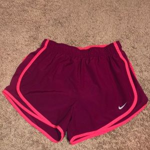 Maroon and pink Nike shorts